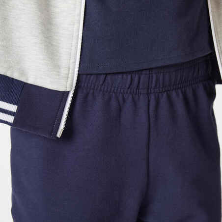 Kids' Warm Tracksuit 500 - Grey/Navy Jacket, Navy Bottoms