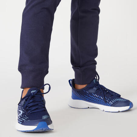 Костюм тренировочный теплый для детей 500, темно-сине-серая куртка, темно-синие брюки