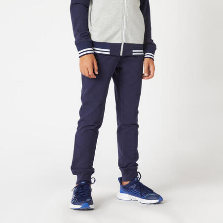 Survêtement chaud enfant - 500 veste grise et marine, pantalon marine