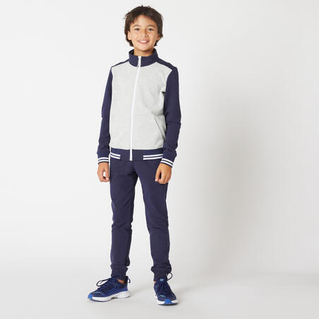 Survêtement chaud enfant - 500 veste grise et marine, pantalon marine