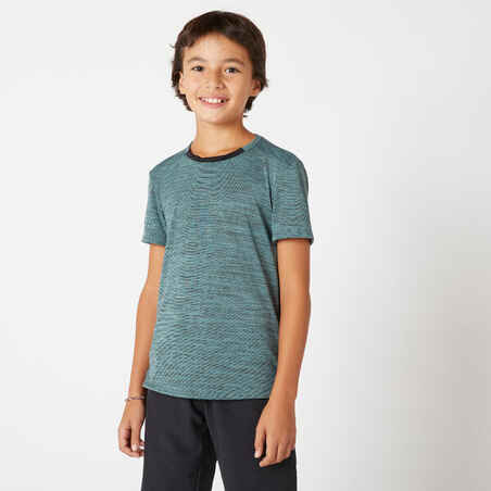 Camiseta de fitness manga corta para Niños Domyos 500 azul grisáceo