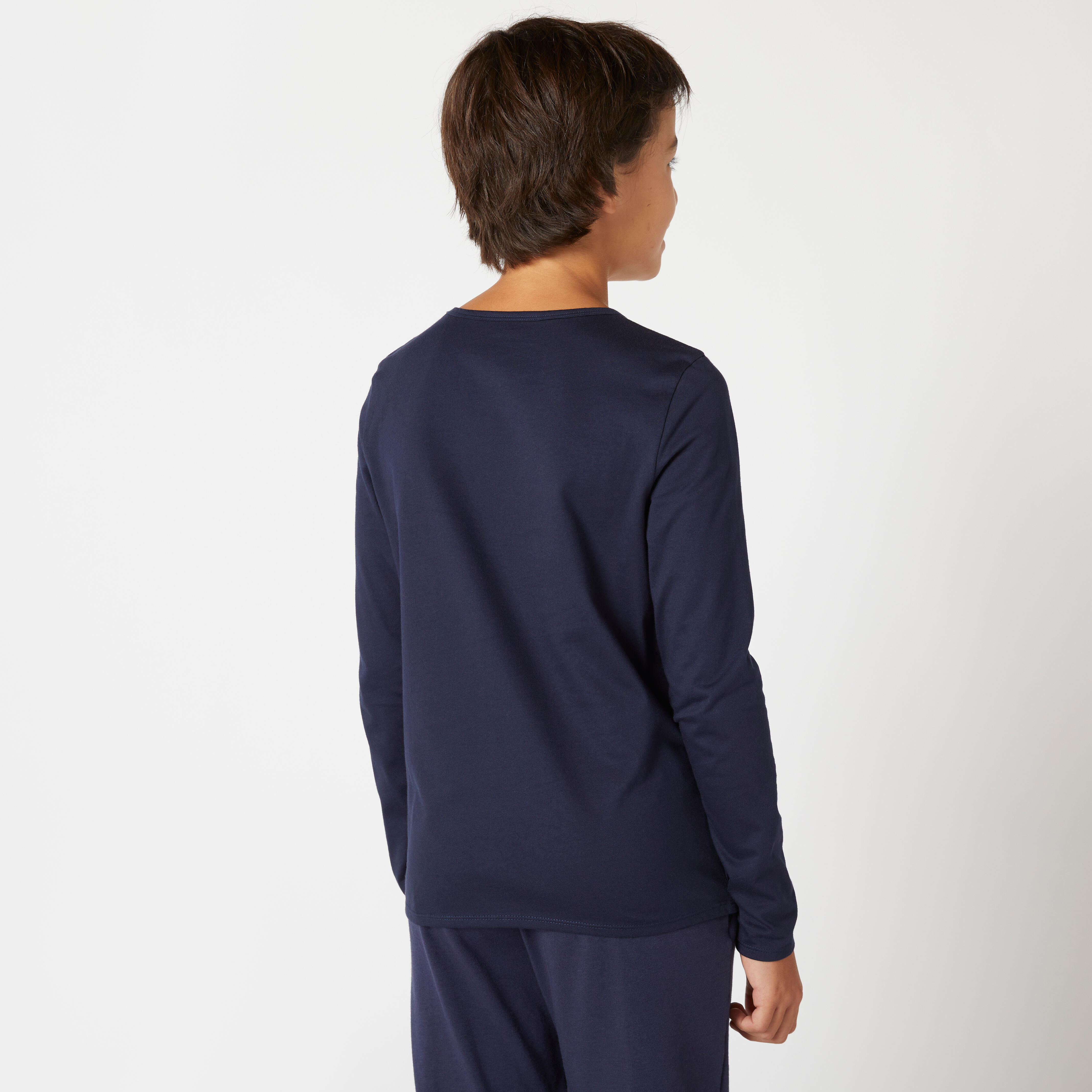 Boys Long-Sleeved Cotton T-Shirt Basic - Navy Blue Print