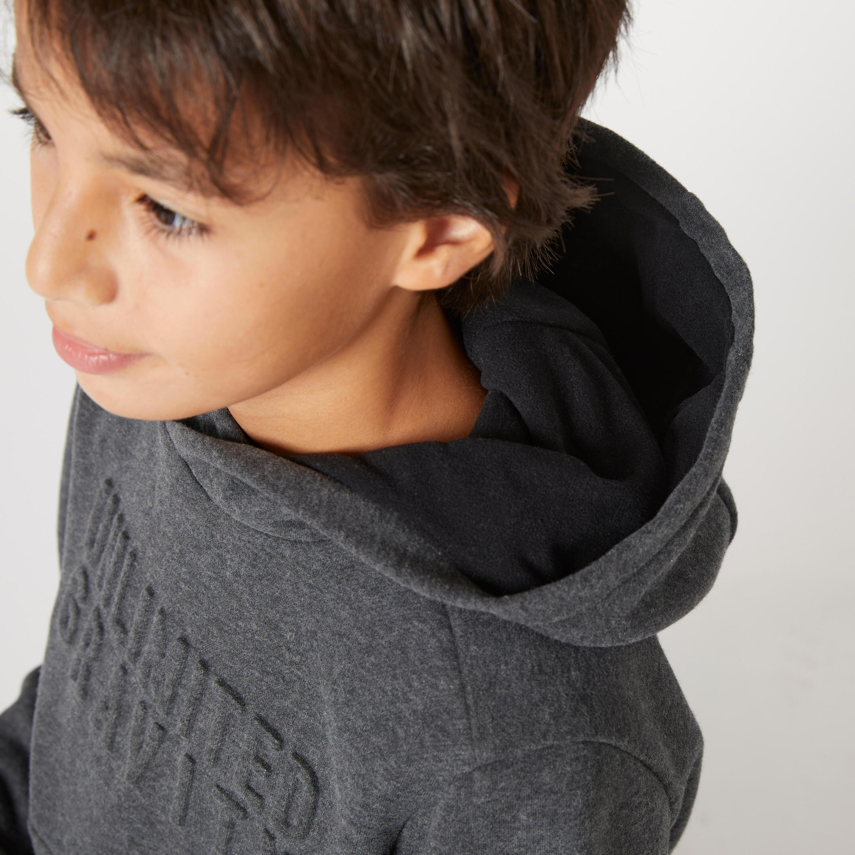 Kids' Cotton Hooded Sweatshirt - Dark Grey Print 4/6