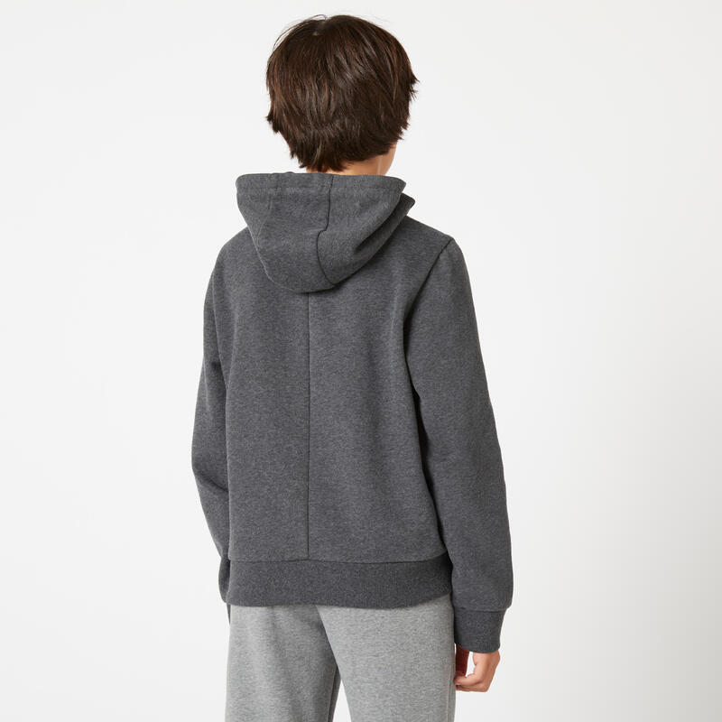 Sweat à capuche coton enfant - gris foncé imprimé