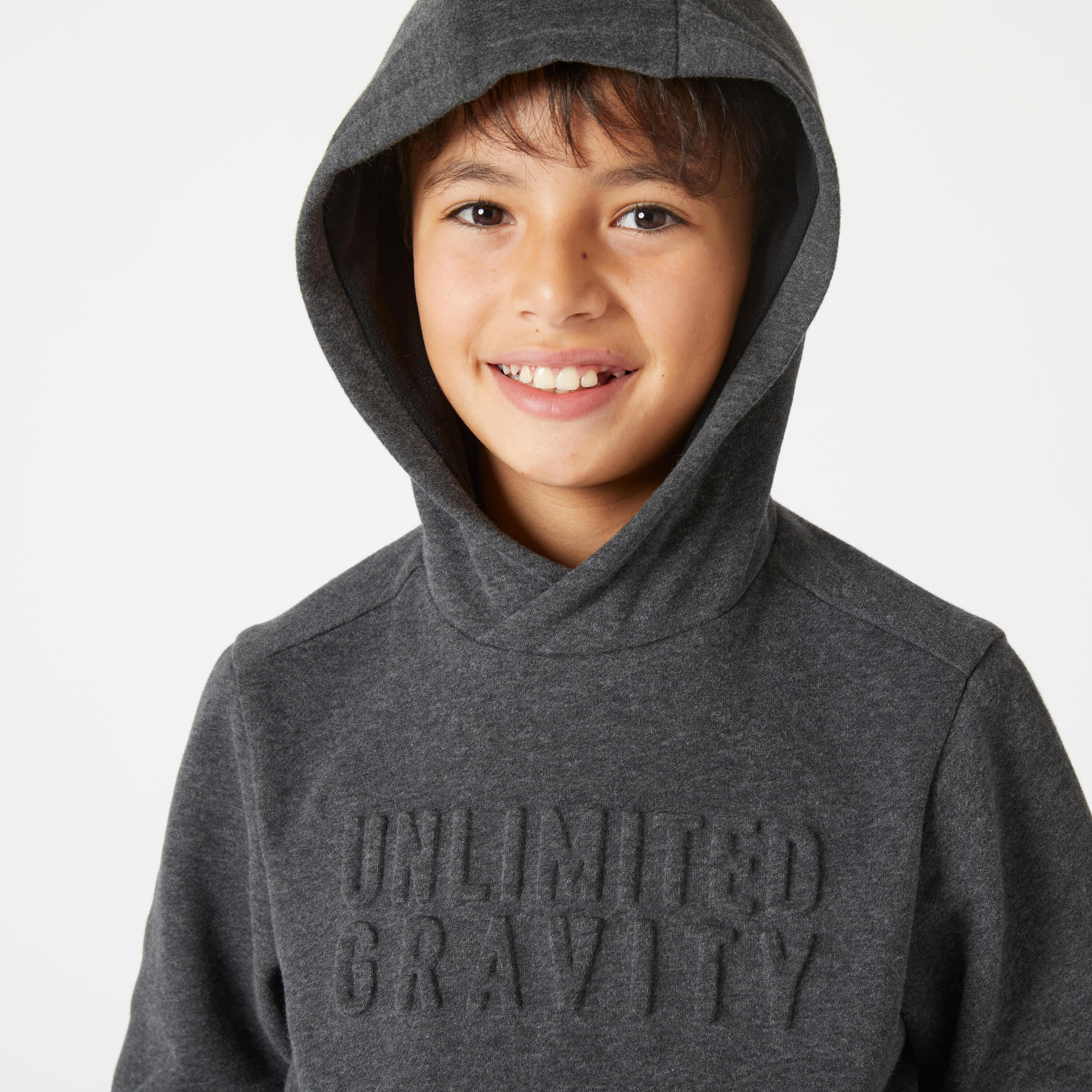 Kids' Cotton Hooded Sweatshirt - Dark Grey Print 2/6