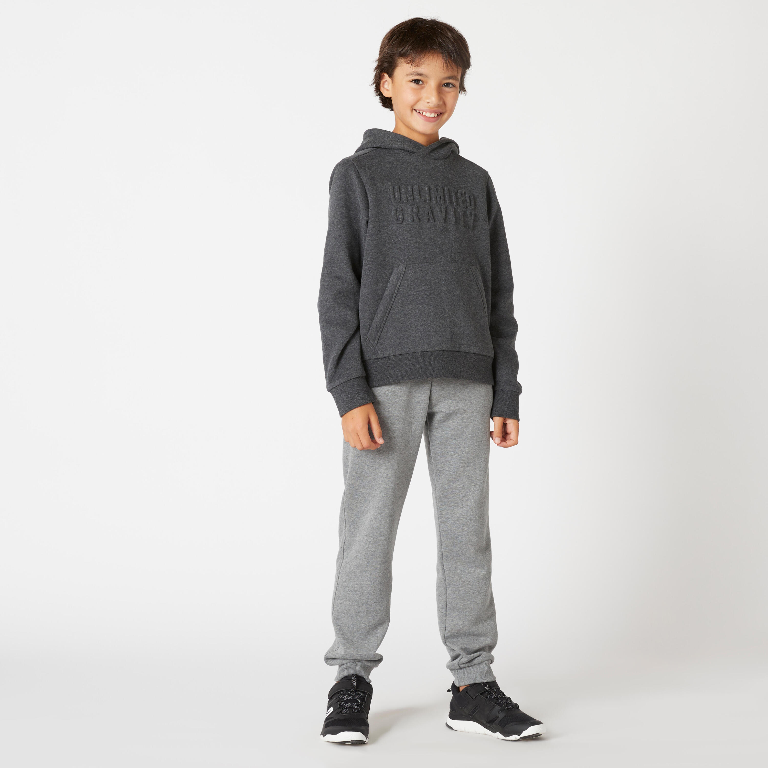 Kids' Cotton Hooded Sweatshirt - Dark Grey Print 5/6