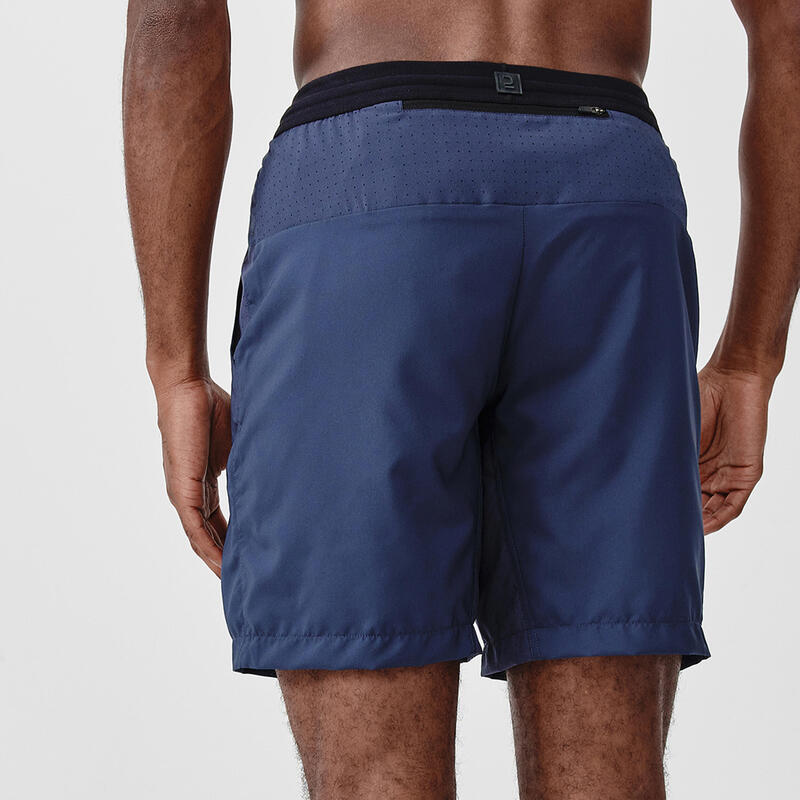 Short de running homme - kiprun run 500 dry bleu foncé