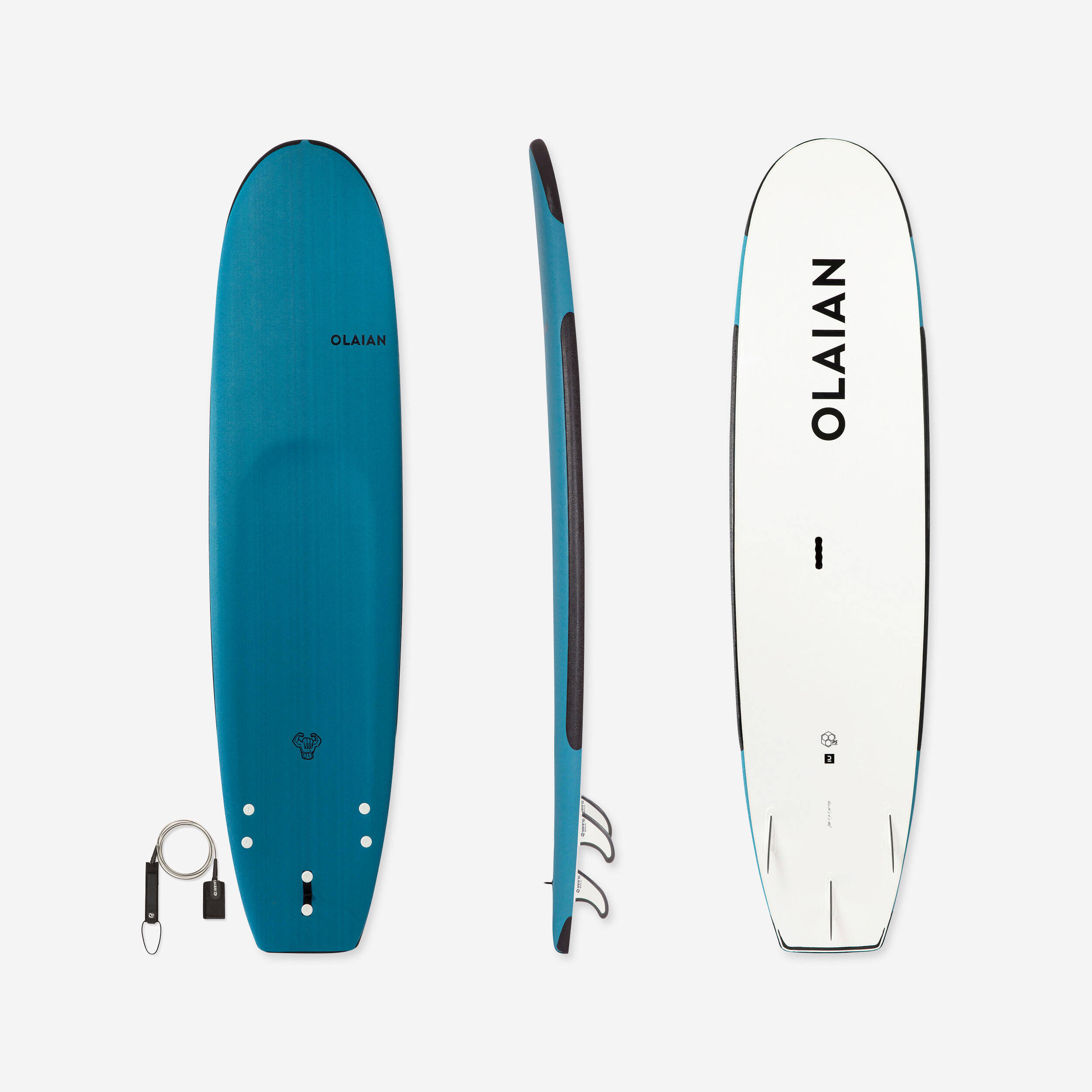 Foam SURFBOARD 100 Reinforced 8'2" 100 L + Leash -  3