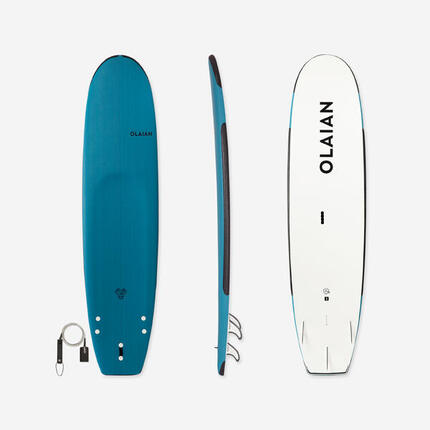 Surfboard Schaumstoff verstärkt 100 8'2" 100 L mit Leash
