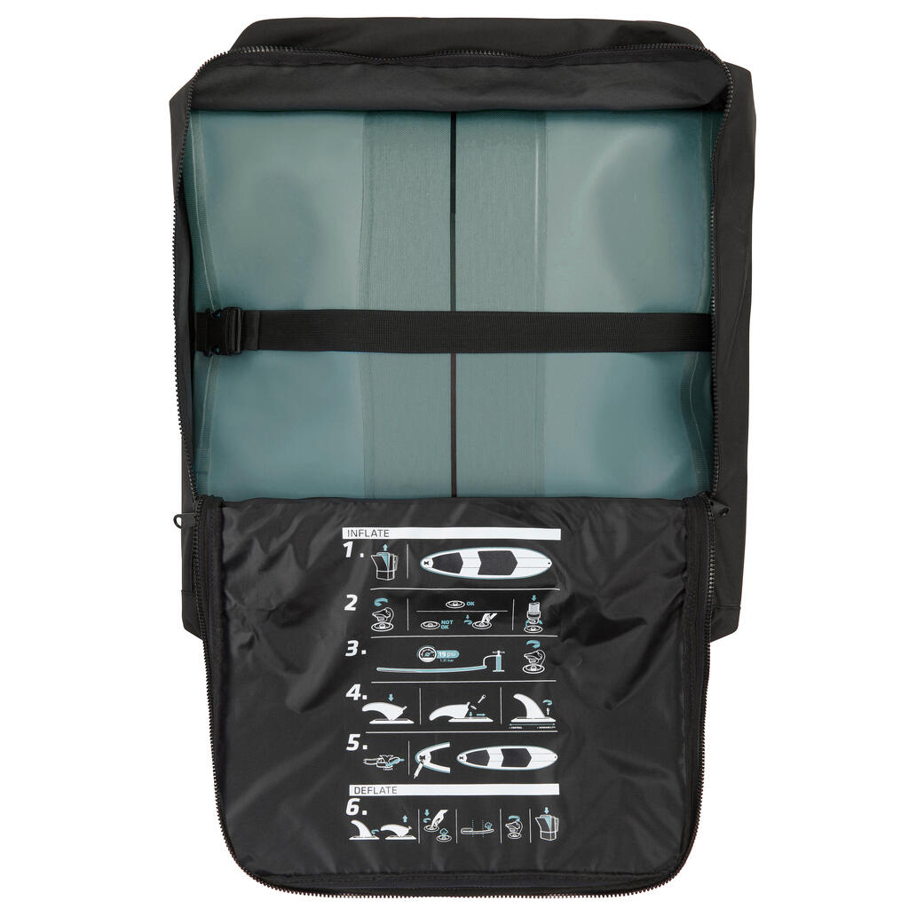 Tabla de surf inflable y compacta de 2,29 m Olaian 500 gris