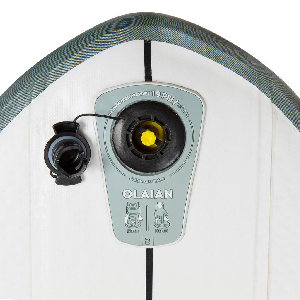Tabla de surf inflable y compacta de 2,29 m Olaian 500 gris