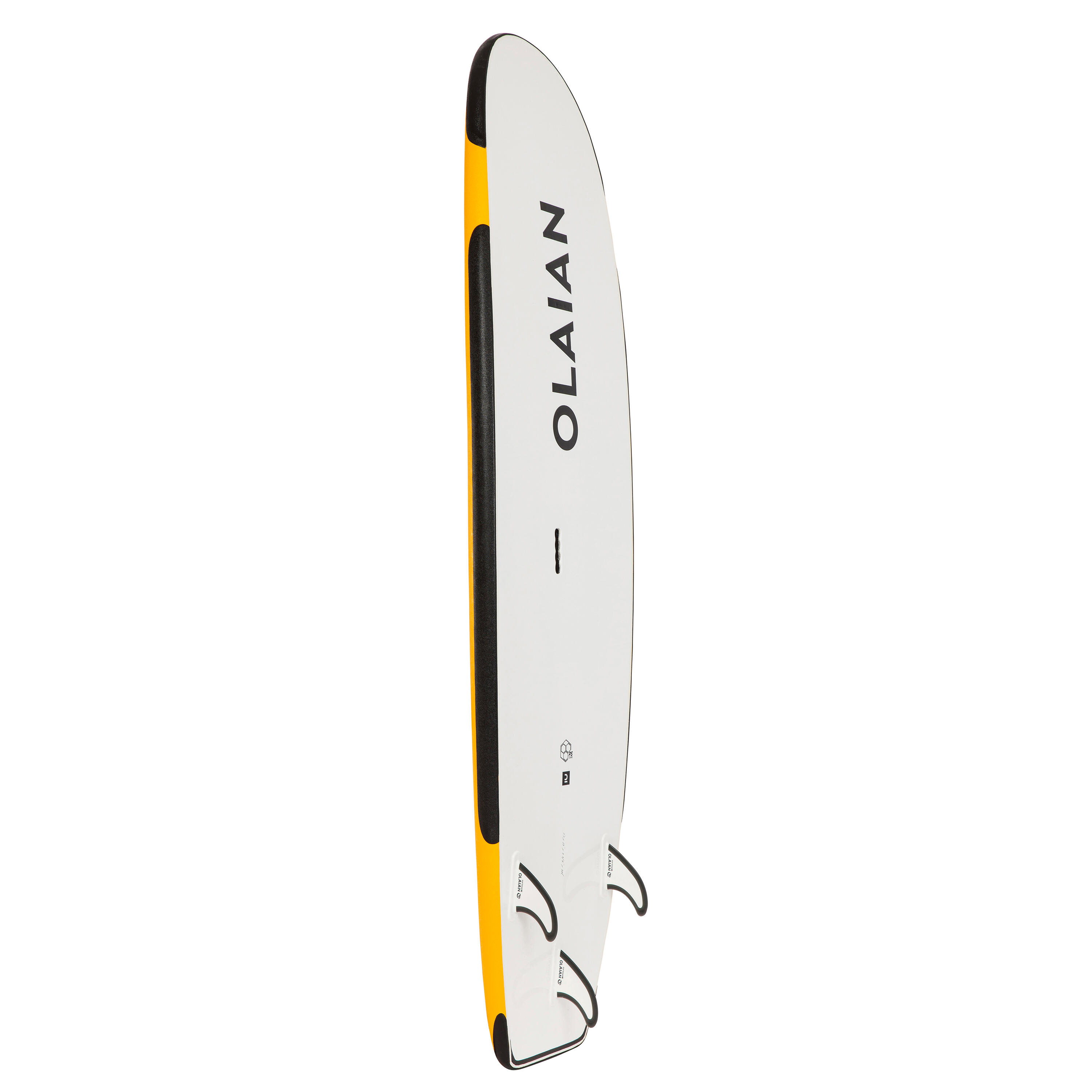 84 L Reinforced Foam Surfboard with Leash - 100 Yellow - OLAIAN