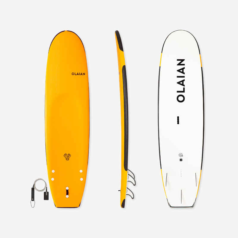 Surfboard 100 Schaumstoff verstärkt 7'5" 84 L mit Leash