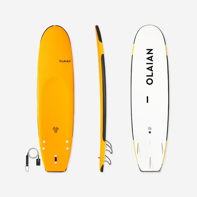 Prancha de Espuma de Surf 100 reforçada 7'5" 84L + leash