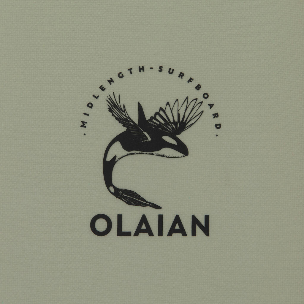 Tabla de surf híbrida de 8' con 3 quillas Olaian Surf 500 gris