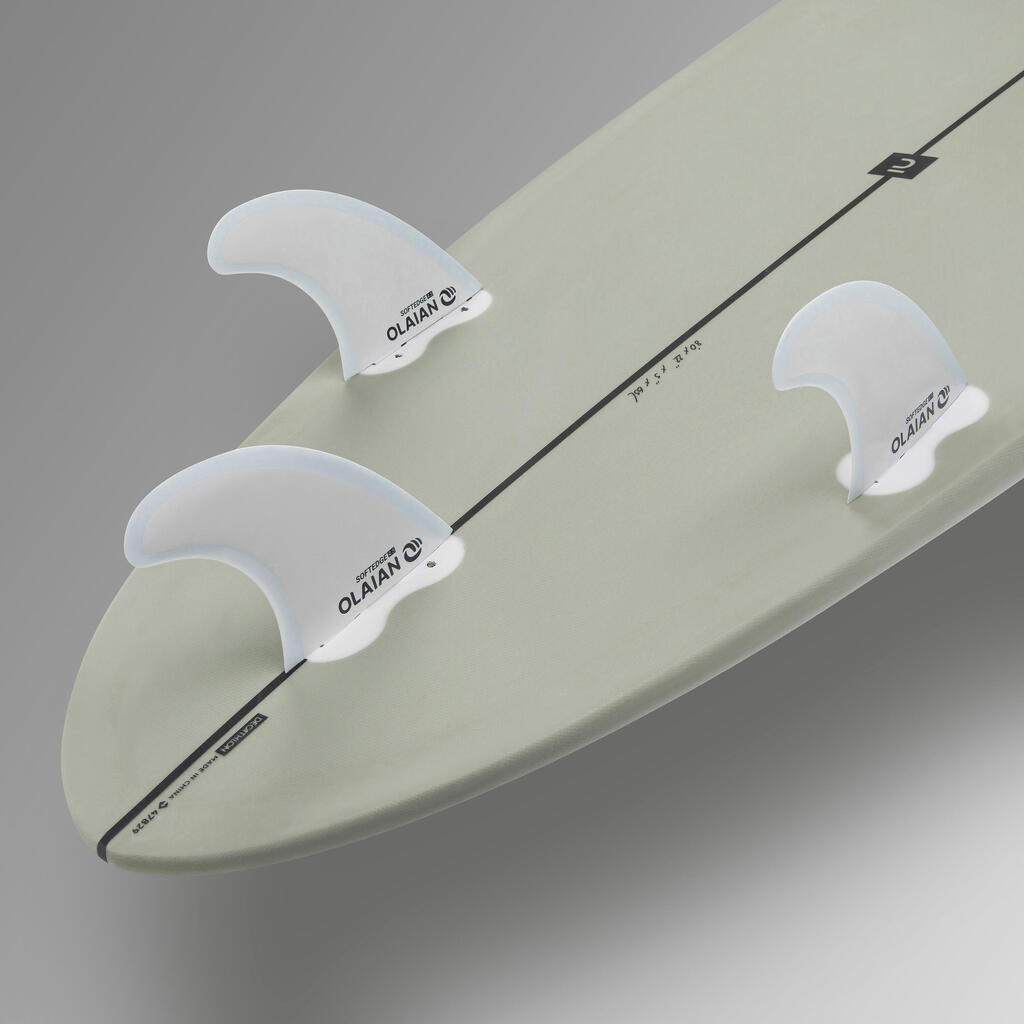 Tabla de surf híbrida de 8' con 3 quillas Olaian Surf 500 gris