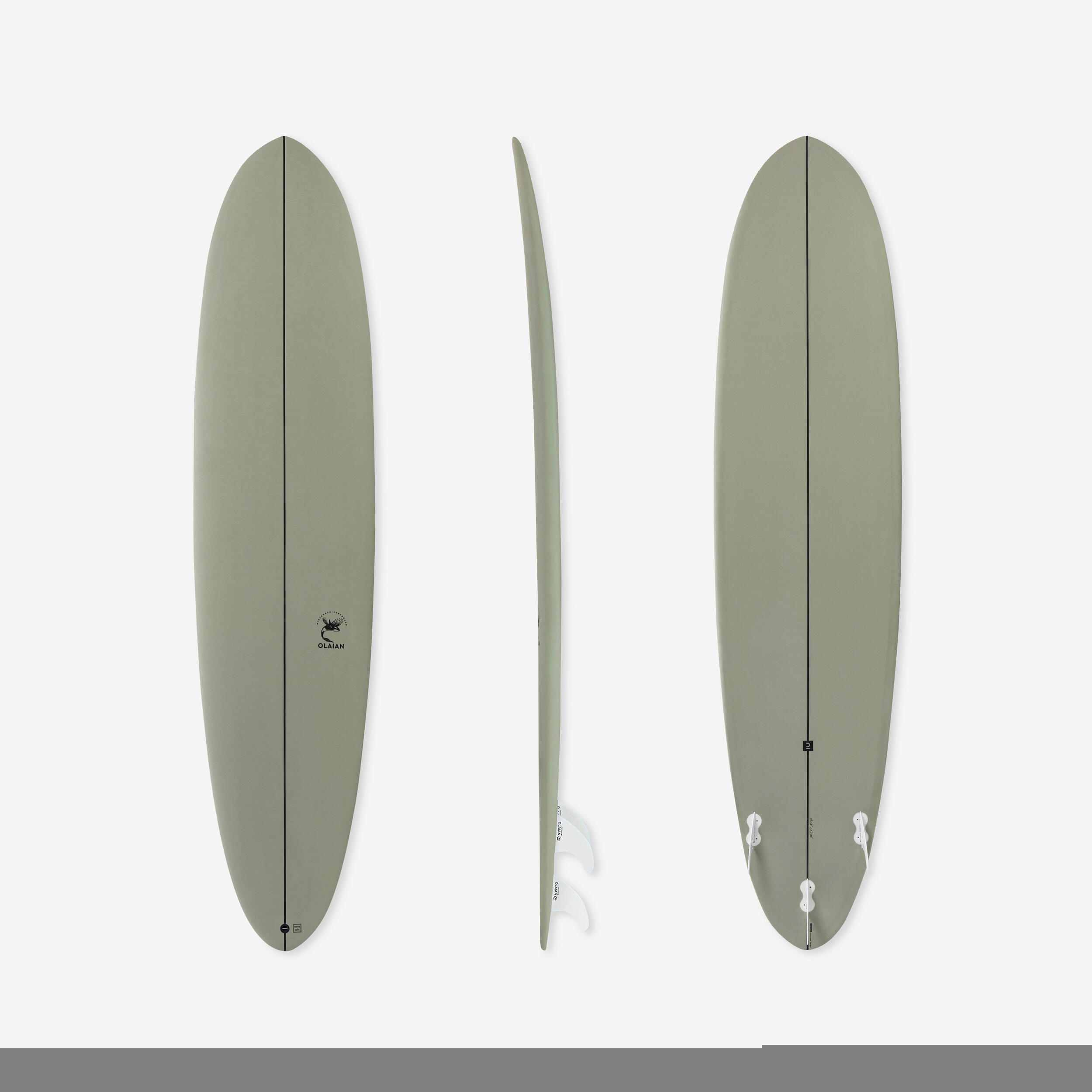 OLAIAN Surfboard 500 Hybrid 8' Lieferung mit 3 Finnen EINHEITSGRÖSSE