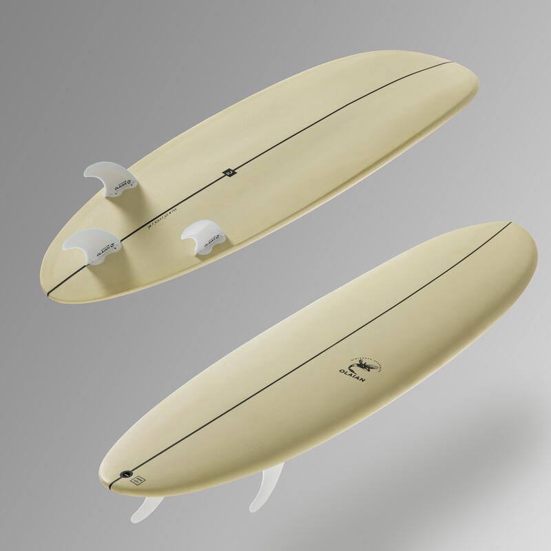 Hybride surfboard 500 6'4" met 3 vinnen.