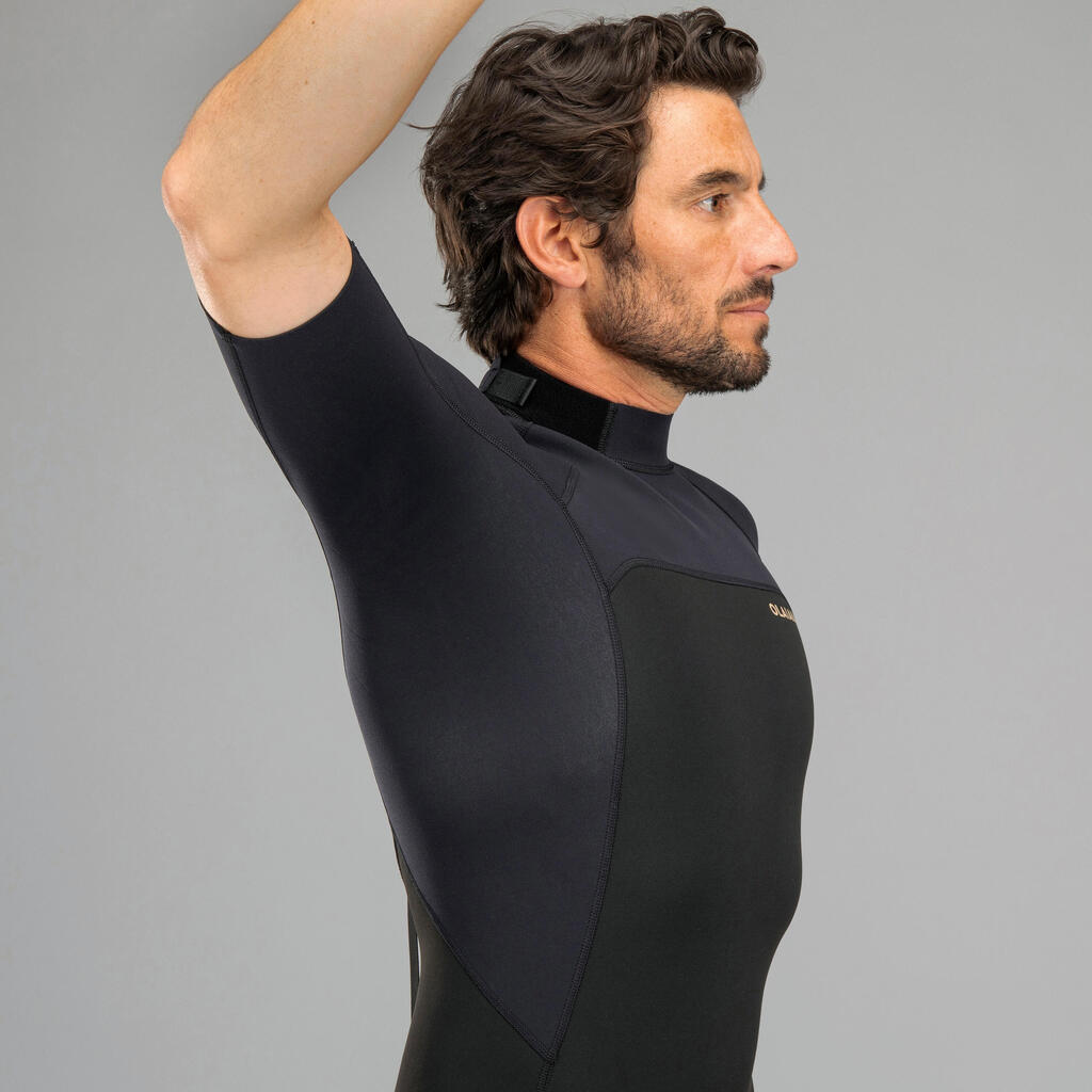 Vīriešu elastīga neoprēna īsais sērfošanas hidrotērps “500”, 1,5 mm, vīnsarkans