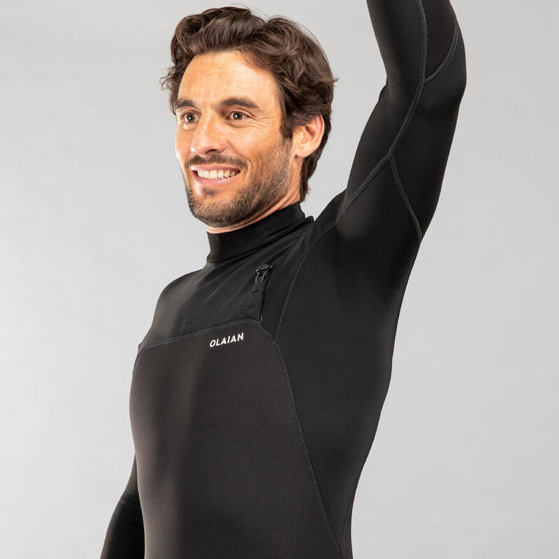 Fato shorty de Surf Homem 900 Neoprene Sem fecho Manga comprida Preto