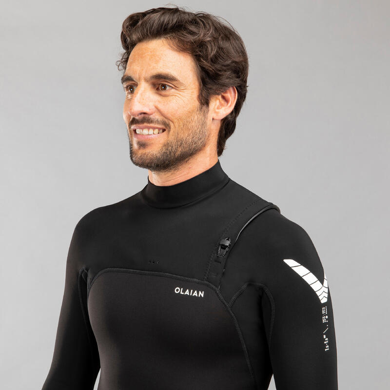 Fato shorty de Surf Homem 900 Neoprene Sem fecho Manga comprida Preto