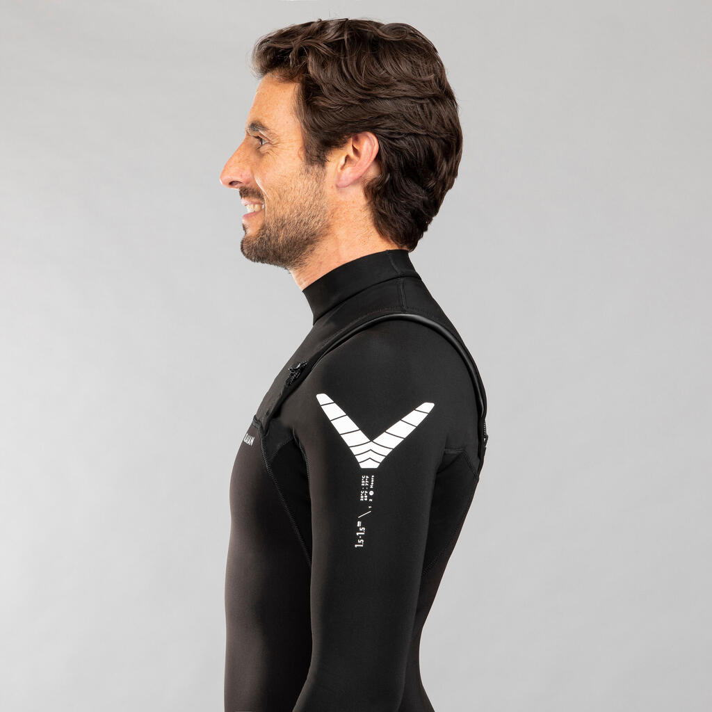 Men's Surfing Neoprene Long Sleeve No Zip Shorty Wetsuit 900 1.5 mm - Black