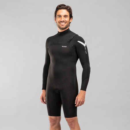 Men's Surfing Neoprene Long Sleeve No Zip Shorty Wetsuit 900 1.5 mm - Black