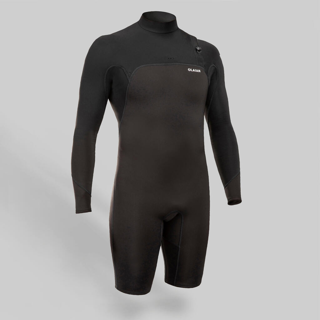 Men's Surfing Neoprene Long Sleeve No Zip Shorty Wetsuit 900 1.5 mm - Black