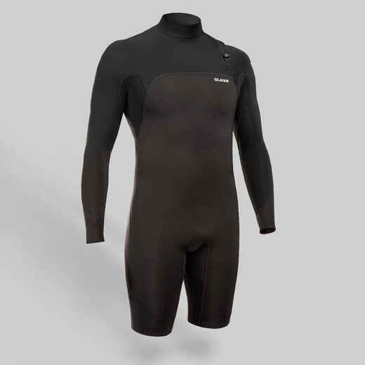 
      Men's Surfing Neoprene Long Sleeve No Zip Shorty Wetsuit 900 - Black
  