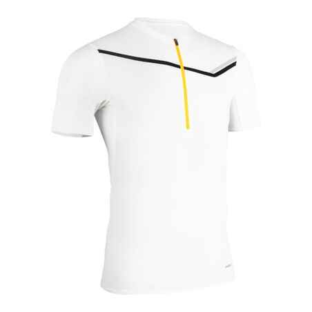 Playera de Trail Running Hombre - Manga Corta - Blanco - Cierre