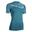 Camiseta Trail Running Mujer Azul Manga Corta Cremallera