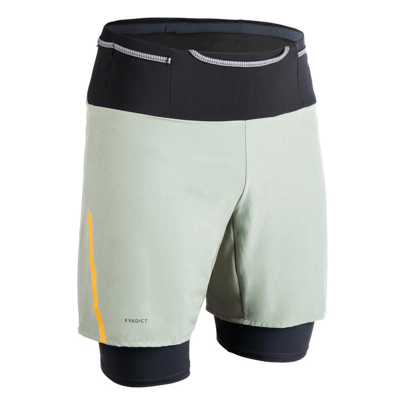 Pantaloncini cosciali trail uomo verde militare