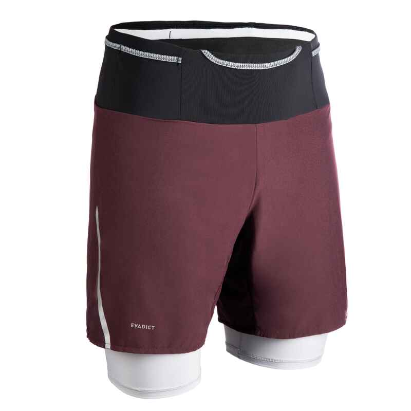 MEN'S TRAIL RUNNING TIGHT SHORTS COMFORT BURGUNDY Decathlon