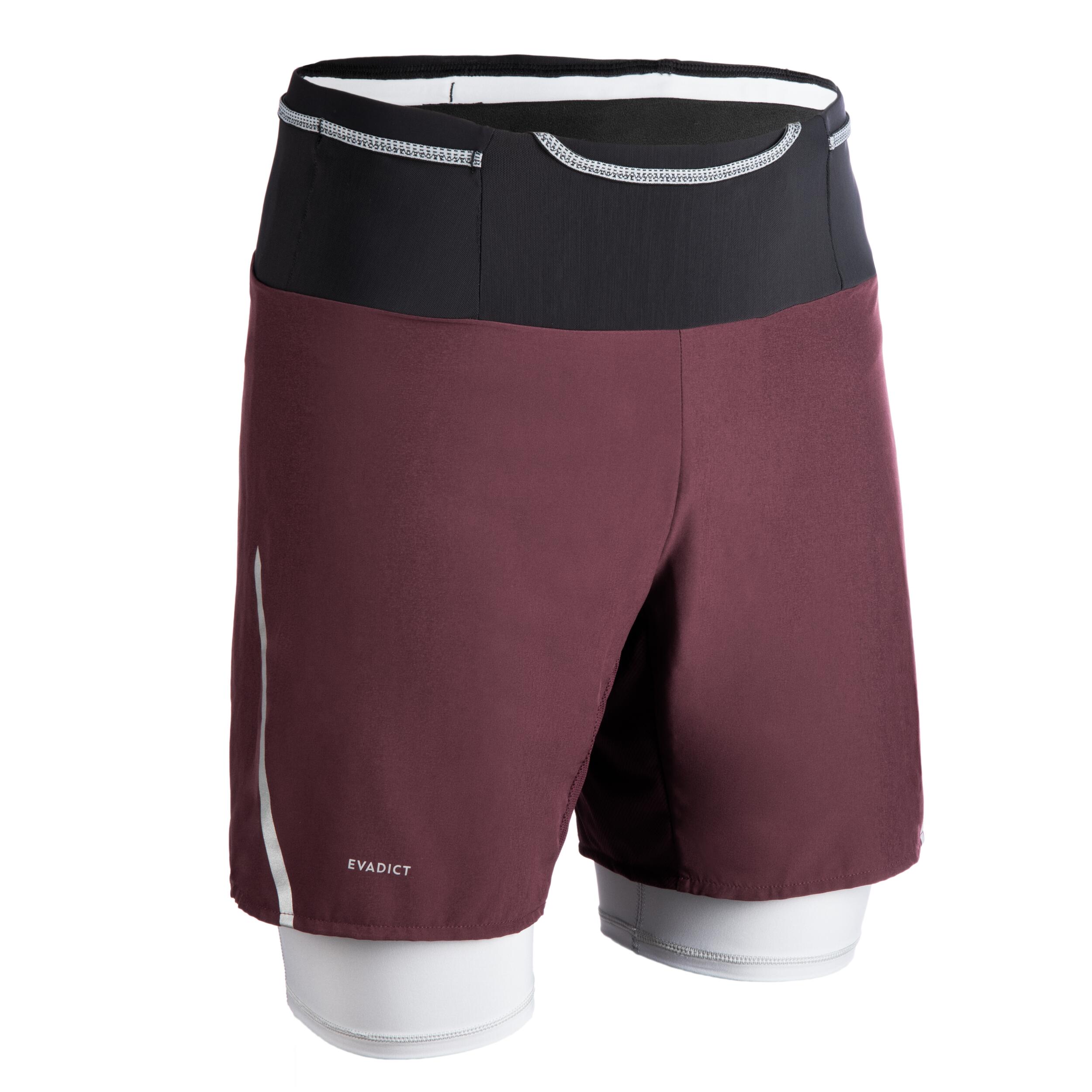 MEN'S TRAIL RUNNING TIGHT SHORTS COMFORT - BURGUNDY 1/6