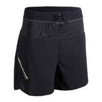 Pantalón corto trail running holgado Mujer negro