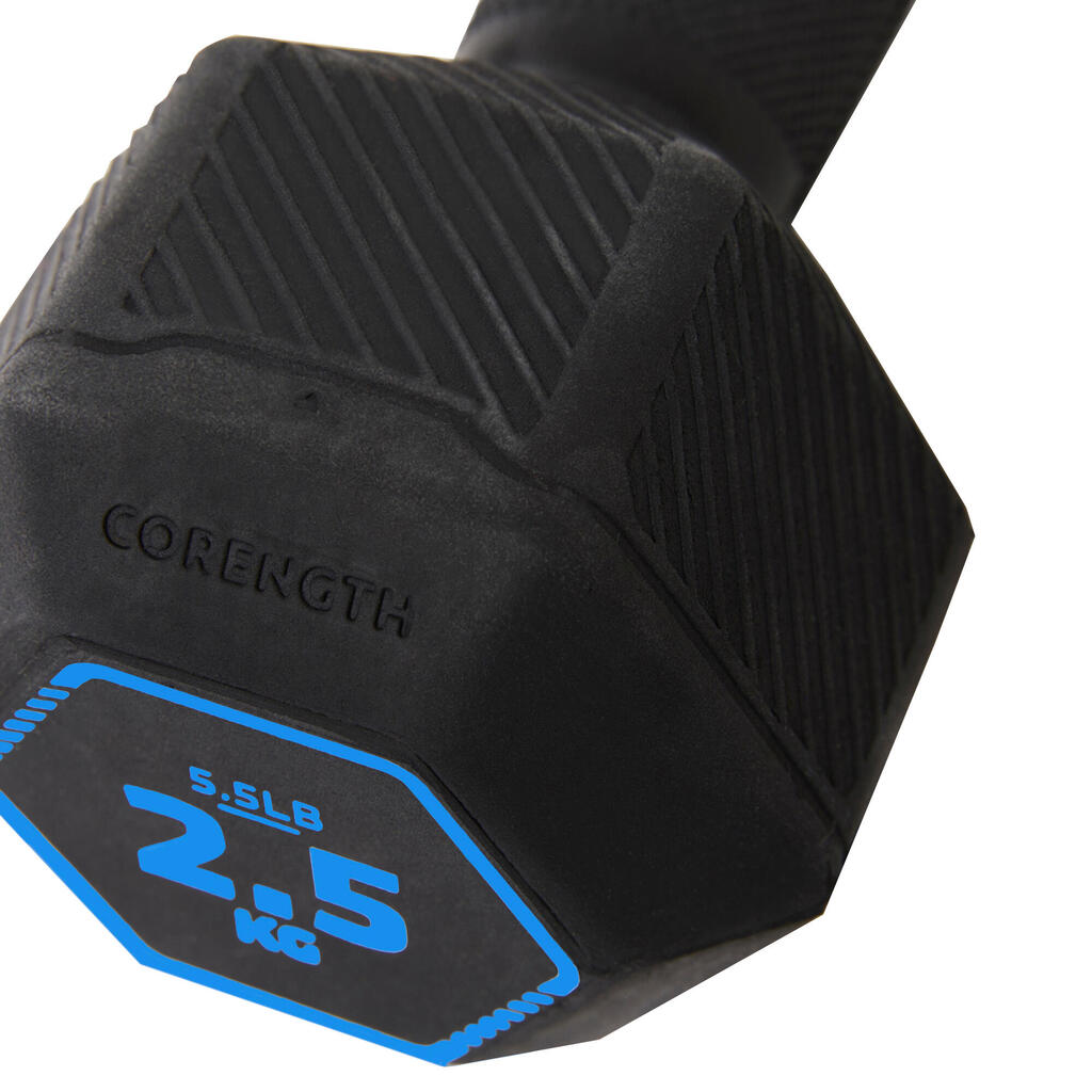 Haltère de cross training et musculation 2,5 kg - dumbbell hexagonale noire