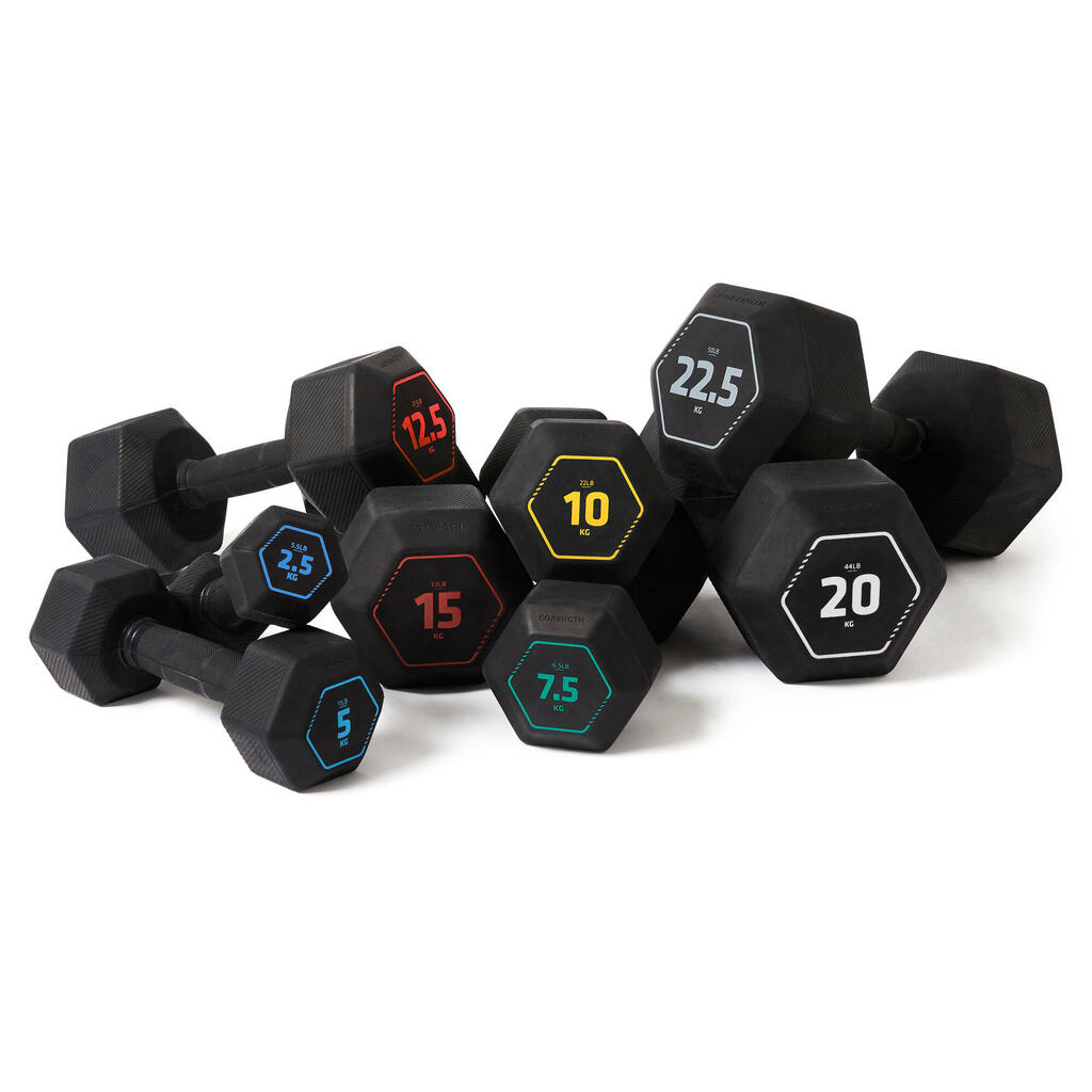 Haltère de cross training et musculation 2,5 kg - dumbbell hexagonale noire