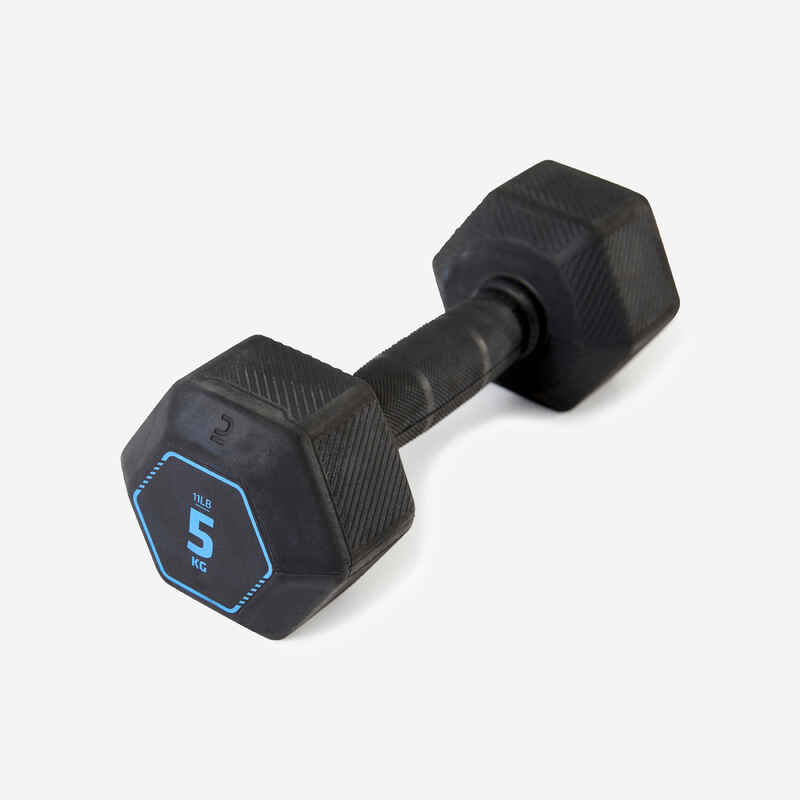 Hantel Krafttraining Crosstraining Hex Dumbbell 5 kg - schwarz