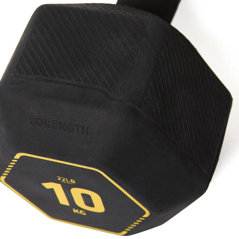 Halter voor krachttraining en crosstraining hex dumbbell 10 kg zwart