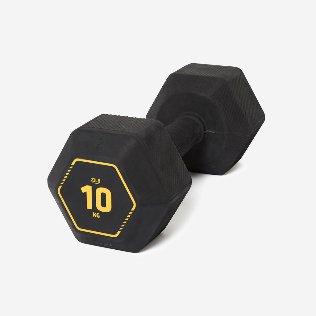 Universālo un svara treniņu hantele “Hex”, 10 kg, melna