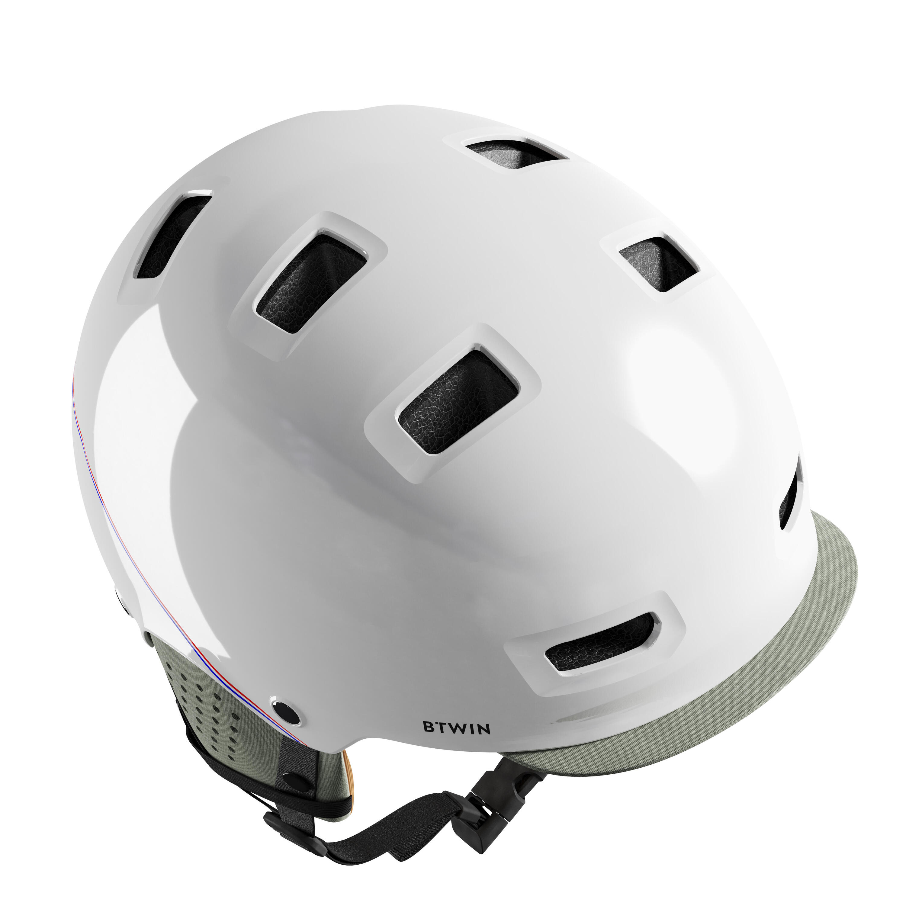 BTWIN City Cycling Bowl Helmet 500 - White/French