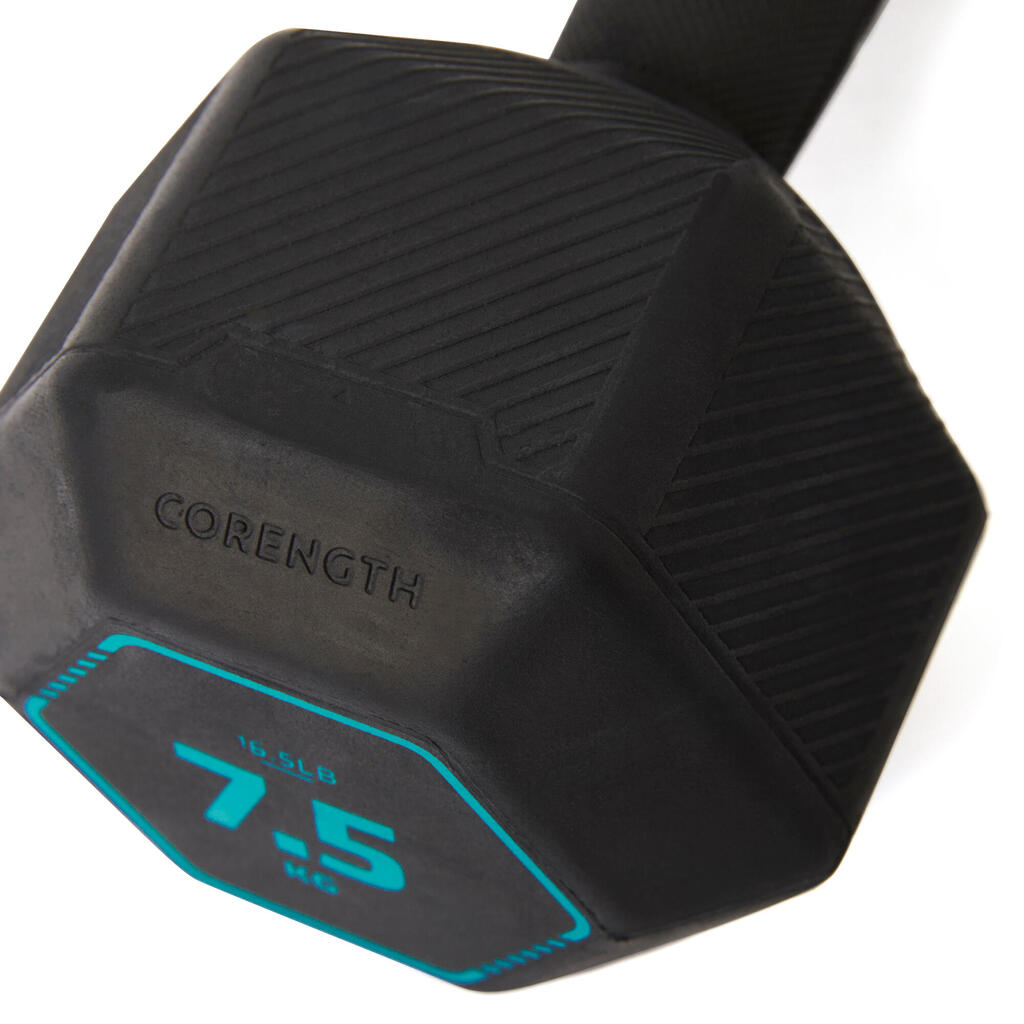 Haltère de cross training et musculation 7,5 kg - dumbbell hexagonale noire