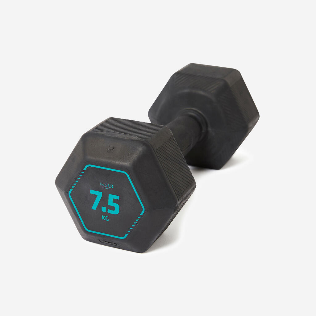 Weight Training Crosstraining Hex Dumbbell 7.5 kg - Black