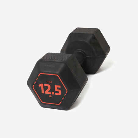 Cross Training and Weight Training Hex Dumbbells 12.5 kg - Black