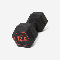 Haltères de cross training et musculation 12,5 kg - Dumbbell hexagonale noire