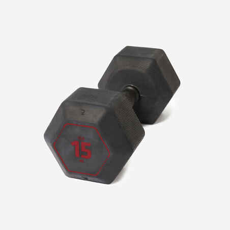 Bučice za cross trening i bodybuilding šesterokutna crna 15 kg