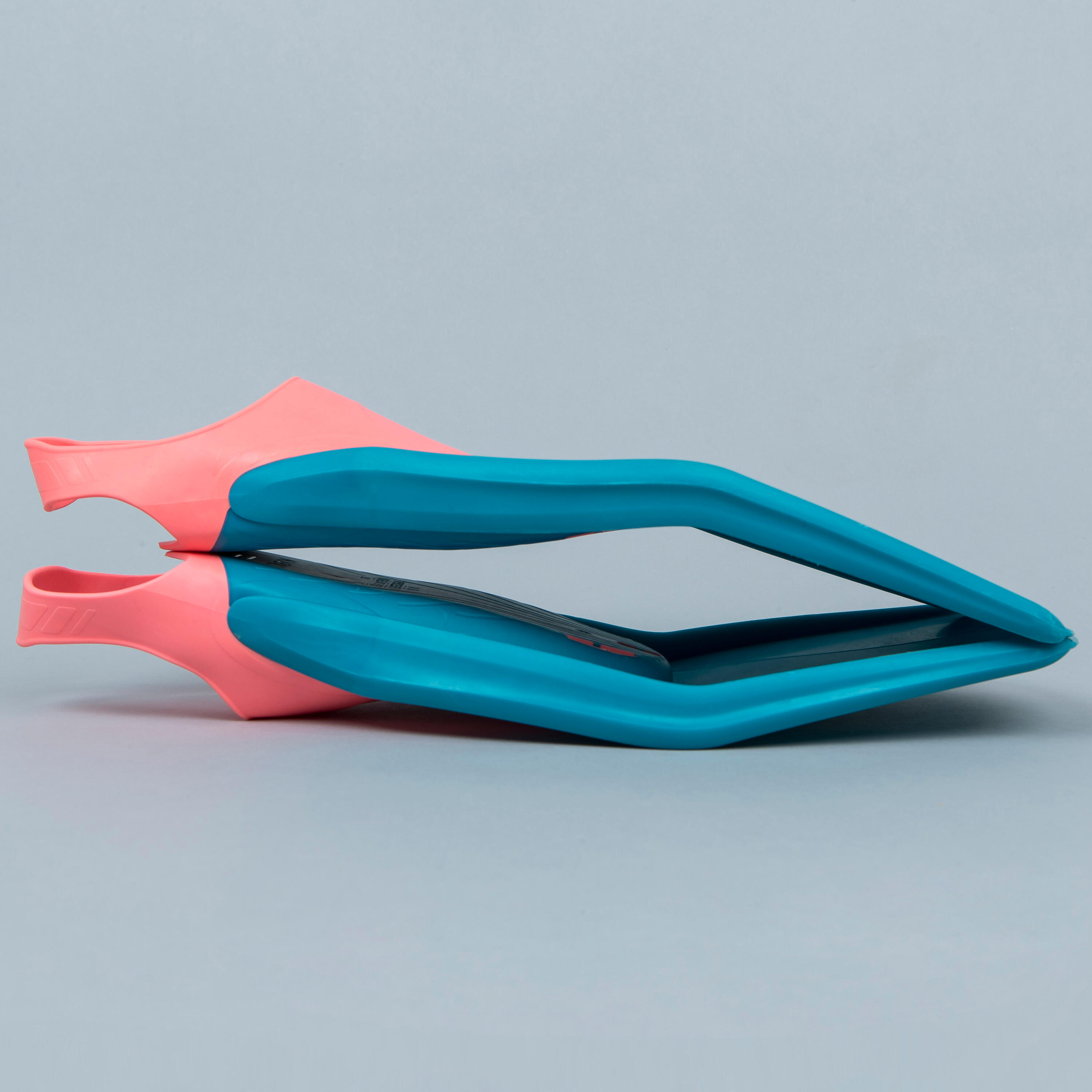Swimming Fins - Tonifins 500 Blue - Teal blue, Fluo peach - Nabaiji ...
