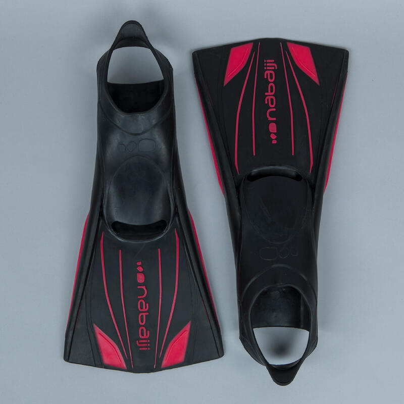 PALMES LONGUES RIGIDES NATATION TOPFINS 900 NOIR ROUGE