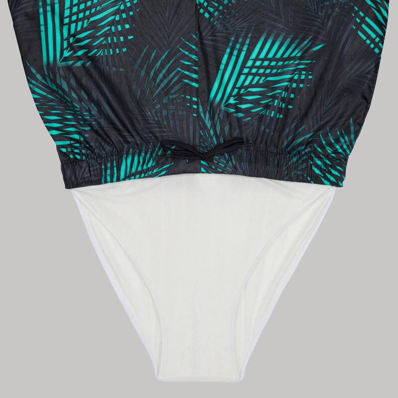 Zwemshort voor surfen heren 15" 100 zwart turquoise met palmprint
