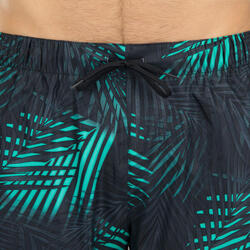 Short de bain 15" Homme - 100 palm noir turquoise